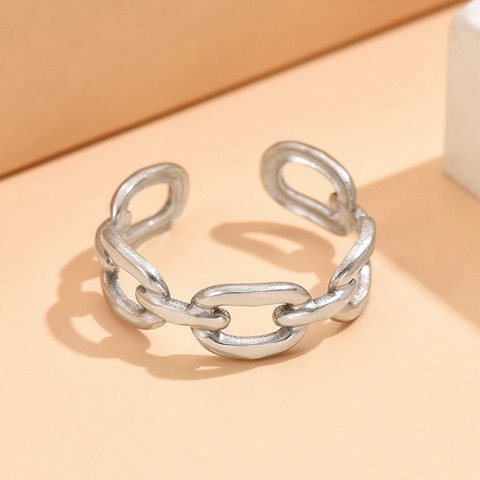Anello Aperto a Catena in Acciaio Inossidabile Minimalista da Donna Stile Ins Anello Regolabile Gioielli Versatili Personalizzati