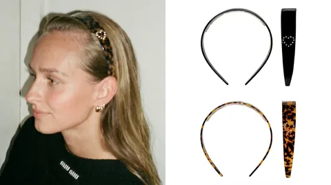 Serre-tête Français Vintage en Acétate Forme Cœur Écaille pour Femmes Luxe Noir Strass Étoile Accessoires Cheveux Élégants