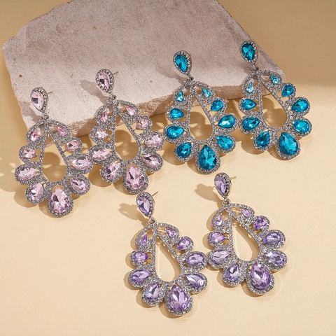 Orecchini A Goccia D'acqua Vintage Per Donna Stile Palazzo Vuoto Lusso Strass Gioielli In Lega Con Perno In Argento