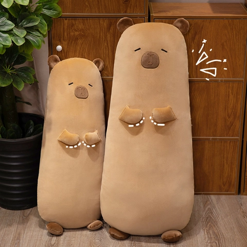 Capybara Plüschkissen Langes Körperkissen Weiches Cartoon Stofftier Puppe Kawaii Bett Sofa Deko Zum Schlafen Komfort