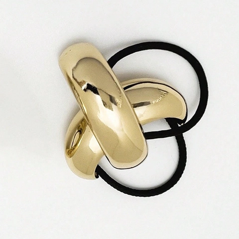 Minimalist Alloy Ponytail Cuff Hair Tie Polished Metal Geometric U-Shaped Elastic Hair Band Women Fashion Hair Ties