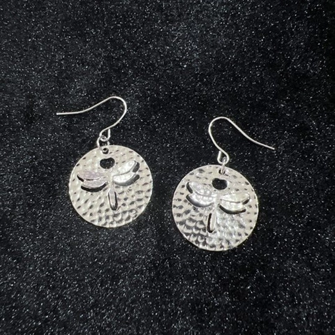 Retro Dragonfly Dangle Hook Earrings Hammered Metal Hollow Out Animal Jewelry Vintage Aesthetic Accessories For Women