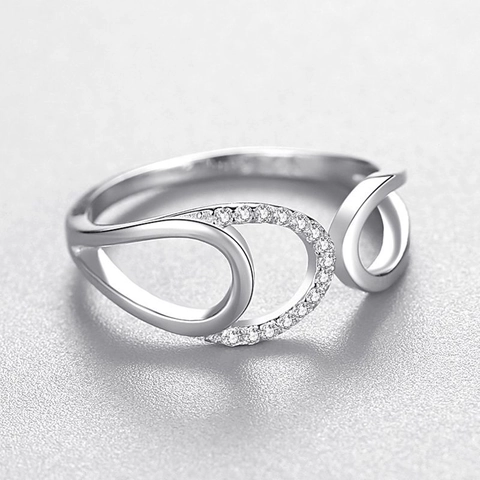 Ring Aus 925 Sterling Silber Unendliche Liebe Unregelmäßige Welle Zirkonia Minimalistischer Modeschmuck Für Damen
