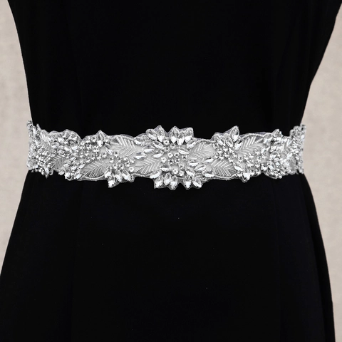 Cintura Da Sposa Fascia Strass Perla Artificial Nastro Accessori Per Abito Da Sposa Cucito A Mano Lusso Foglia Floreale Elegante Per Donne Sposa