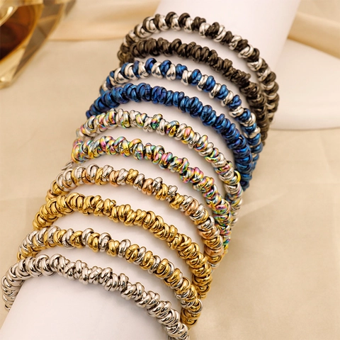 Bracciale da Uomo Hip Hop in Acciaio Inossidabile Personalizzato Minimalista a Spirale a Catena Colorato Regolabile Gioiello Regalo