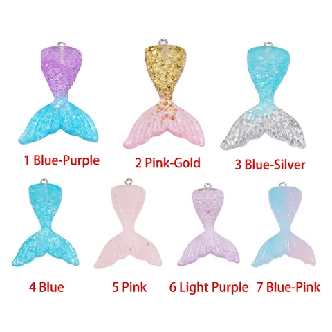 Zeemeerminstaart Bedeltjes Hars Glitters Verloop Pendants Voor DIY Oorbellen Kettingen Sieraden Maken Accessoires