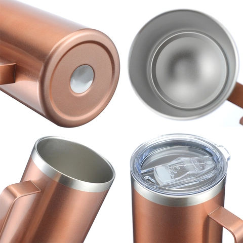 Insulated Tumbler Mug With Handle And Lid 304 Stainless Steel Double Wall Vacuum Portable Coffee Cup For Office Home Travel