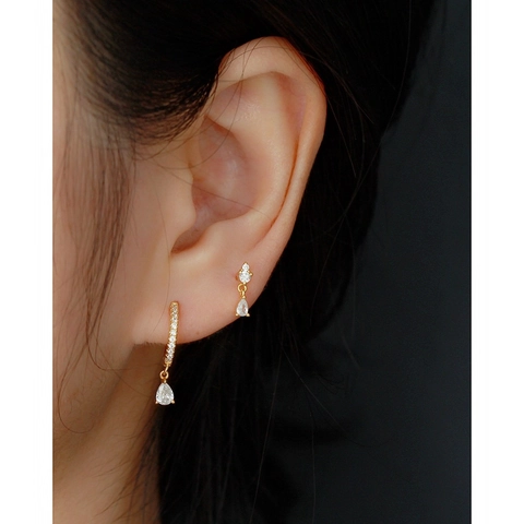 Orecchini A Lobo In Zirconia A Goccia Argento Sterling 925 Pendente Pera Piccolo Chiusura A Vite Gioielli Minimalisti Donna