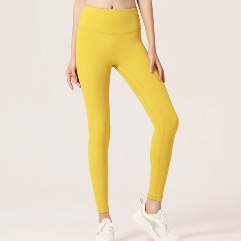 Pantaloni da Yoga Donna a Vita Alta Senza Cuciture Controllo Pancia Push-up Leggings da Palestra Tinta Unita Nylon Spandex Bottom