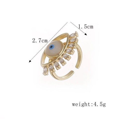 Evil Eye Ring Verstellbar Kupfer Mit Zirkonia Funkelnder Modeschmuck Für Damen Und Herren