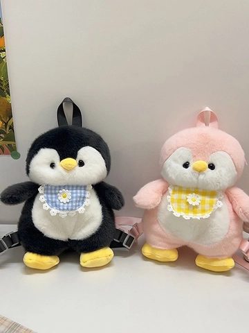 Cute Plush Penguin Backpack Cartoon Animal Shape Schoolbag For Toddlers Kids Gift Lightweight Adjustable Straps