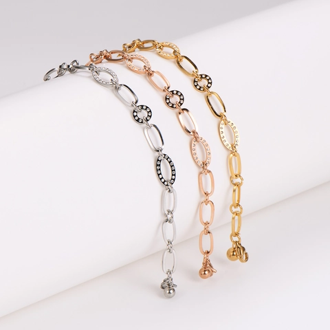 Bracciale A Catena In Acciaio Inossidabile Con Strass Punk Elegante Gioielli Di Moda Per Donne Regolabile