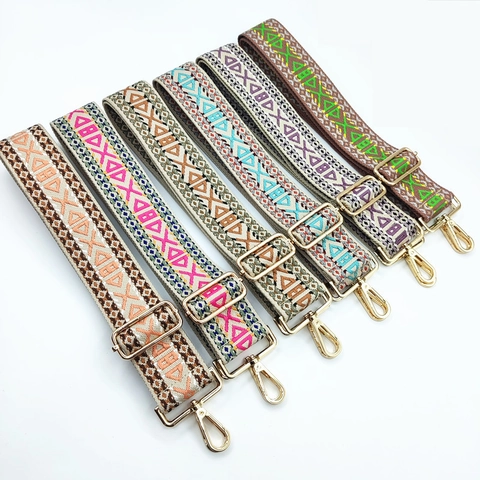 Boho Ethnisch Stil Breite Verstellbare Schultergurt Für Handtaschen Mehrfarbig Geometrisches Muster Gewebt Ersatz Taschengurt Damen Zubehör