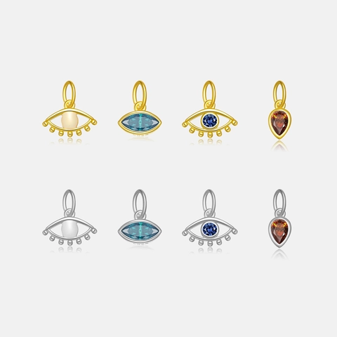 Ciondolo Malocchio in Argento Sterling 925 Solo Senza Catena Intarsio in Zirconia per Fai Da Te Creazione Gioielli Uomo Donna Ciondolo Solo