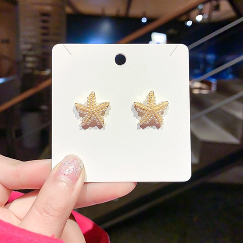 Pendientes De Estrella De Mar Aleación Perla Artificial De Imitación Poste De Plata De Ley 925 Elegante Estilo Océano Para Mujer