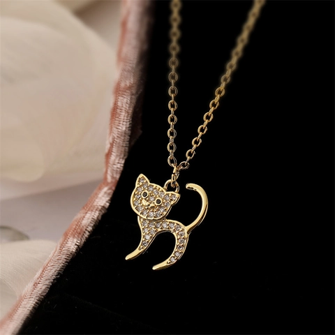 Schattige Dier Hanger Ketting Koper Zirkoon Micro Inlay Minimalistische Kat Hond Sieraden Voor Vrouwen