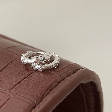 Orecchini A Cerchio In Argento Sterling 925 Vintage Motivo Foglia Sbalzato Gioielli Stile Ins Minimalista Per Donna