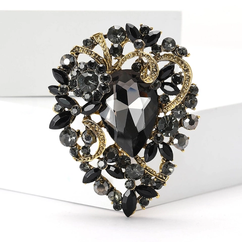 Vintage Barock Legierung Strass Blume Brosche Für Damen High End Träne Kristall Brosche Pin Schmuck Zubehör Geschenk