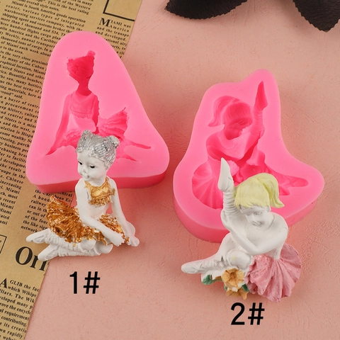 Ballet Girl Angel Silicone Mold For Fondant Cake Decorating Chocolate Jelly Pudding Resin Craft DIY Baking Tool
