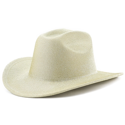 Glitter Polyester Katoen Cowboyhoed Glinsterende Fedora Met Brede Rand Voor Party Disco Podiumoptreden