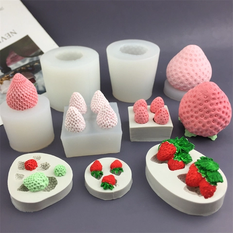 Erdbeer Silikonform Flexible DIY Backform Für Kuchen Schokolade Aromatherapie Kerze Handgemachte Seife Realistische Form