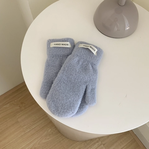 Women Winter Candy Color Faux Mink Warm Mittens Cute Plush Knit Hand Made Windproof Gloves For Student Outdoor Cycling