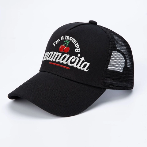 Bestickte Mommy Mamacita Kirsch Trucker Kappe Mesh Baseball Kappe Atmungsaktiv Sonnenschutz Verstellbar Lässiger Outdoor Sonnenhut