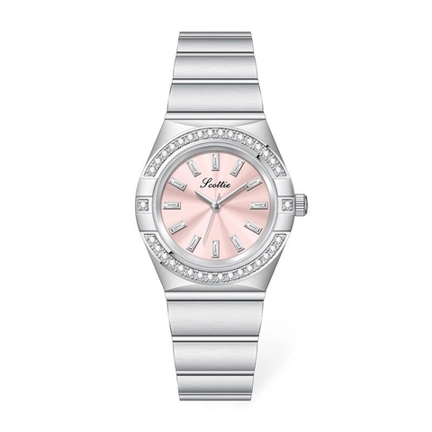 Women Quartz Watch Sparkling Rhinestone Bezel Metal Link Strap Elegant Fashion Casual Wristwatch For Ladies