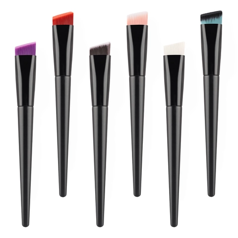 Angeschrägter Foundation Pinsel Flachkopf Holzgriff Synthetikfaser Nahtlos BB Cream Make-up Gesicht Beauty Tool Profi