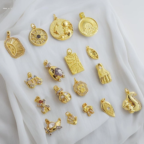 Ciondoli Delicati In Ottone Placcato Oro Zirconia Cubica Per Creazione Gioielli DIY Accessori Collane E Orecchini