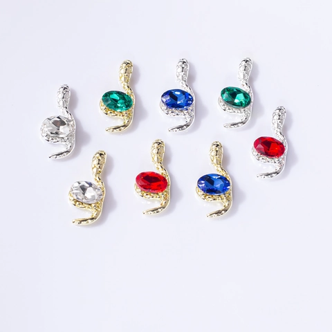 Legierung Strass Schlange Nagel Charms Retro Luxus Schlange Geformte Nagelkunst Dekorationen Maniküre Schmuck Zubehör