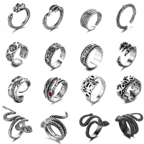 Anillos Abiertos Punk Serpiente Garra De Dragón Metal Vintage Ajustable Gótico Hip Hop Joyas Animales Hombre Mujer
