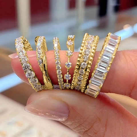 Eternity Band Ring Copper Zirconia Twisted Baguette Round Cut Sparkling Elegant Fashion Jewelry For Women