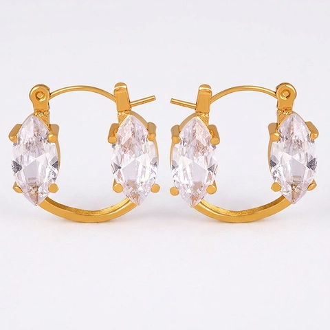 Marquise Schliff Glasbohrer Titan Stahl Creolen Vintage Leicht Luxus Geometrische Stil Mode Damen Schmuck