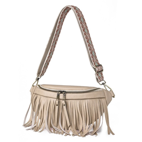 Marsupio Boho Con Frange In Pelle PU E Tracolla Intrecciata Etnica Borsa Da Petto Crossbody Vintage Per Donna
