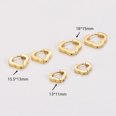 Flower Hoop Earrings Stainless Steel Hollow Wavy Petal Minimalist Fashion Huggies For Women