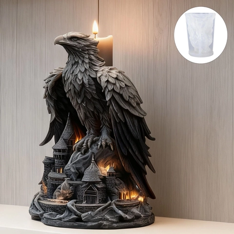 3D Eagle And Castle Silicone Mold Food Grade For Candle Making DIY Resin Gypsum Crafts Gothic Home Decor Ornament