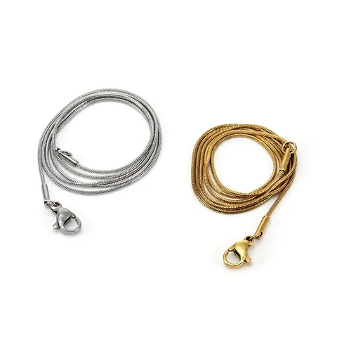 Stainless Steel Snake Chain Necklace 18K Gold Plated Minimalism Round Smooth Jewelry Accessory For Women Men