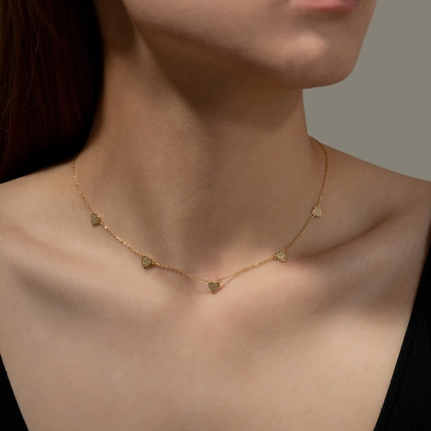 925 Sterling Silver Heart Necklace For Women Zirconia Inlaid Minimalist Love Pendant Clavicle Chain Gold Platinum Plated