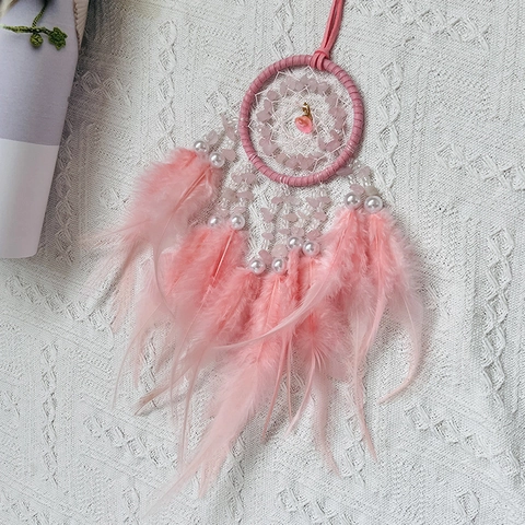 Dream Catcher Car Hanging Ornament With Natural Crystal Stone Feather Handmade Bohemian Rearview Mirror Pendant Decor