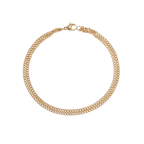 Zweilagiges Edelstahl Kettenglied Armband Für Damen Minimalistisches Geometrisches Poliertes Ins Stil Schmuck Zubehör