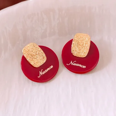 Vintage French Style Stud Earrings Acetic Acid Round Pleated With 925 Sterling Silver Earring Post Gold Plated Women