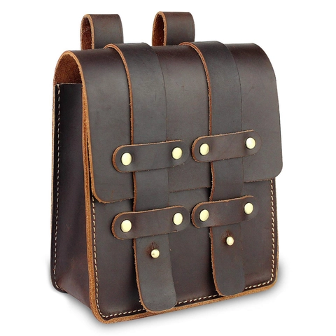 Men Genuine Leather Waist Bag Retro Crazy Horse Cowhide Belt Pouch Outdoor Sports Vintage Rivet Phone Bag