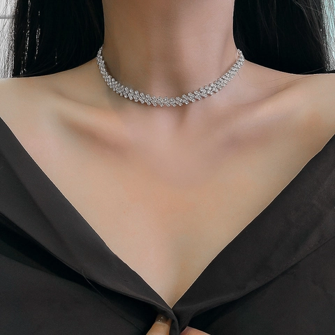 Strass Choker Halskette Für Damen Glänzende Mehrreihige Legierung Halsketten Elegante Full Diamond Schmuck Für Party