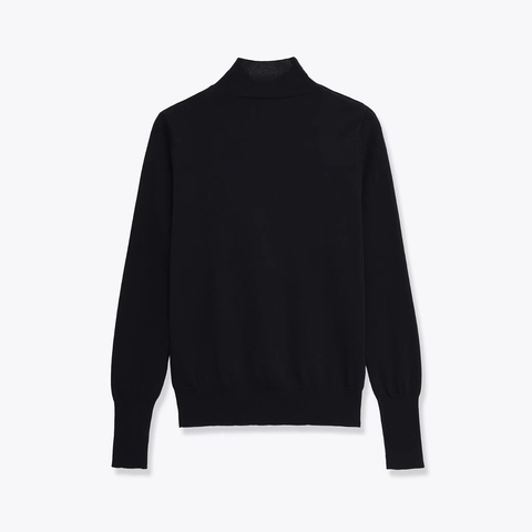 Pull En Tricot À Col Montant Pour Femmes Manches Longues Boutons Dorés À L'Épaule Élégant Coupe Ajustée