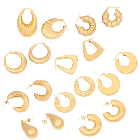 Geometric Stainless Steel Earrings Gold Plated Irregular Hoop Studs Women Retro Minimalist Trendy Croissant Style