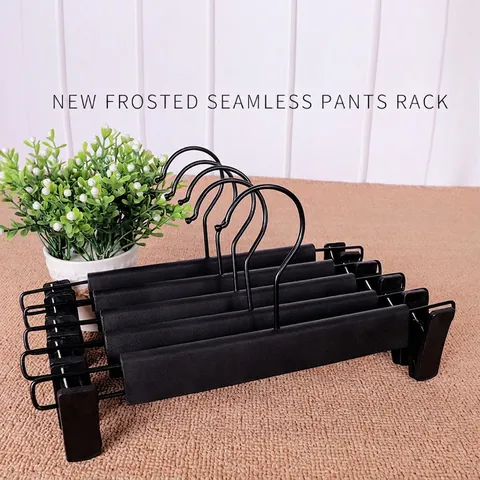 Perchas Ajustables Para Pantalones Con Clips Deslizantes Antideslizantes Plástico Mate Y Metal Organizador De Armario