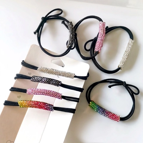 Elastici Per Capelli Con Strass Lega Luccicante Supporto Per Coda Di Cavallo Alta Elasticità Stile Coreano Elegante