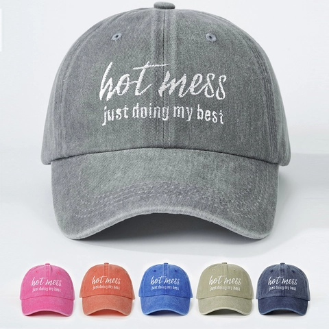 Gorra De Béisbol De Algodón Lavado Vintage Distressed Dad Hat Bordado Hot Mess Just Doing My Best Gorra De Sol Ajustable