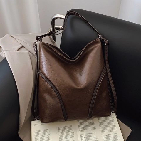 Zaino In Pelle PU Vintage Grande Capacità Borsa A Tracolla Multifunzionale Per Donna Borsa A Mano Retrò Texture Morbida